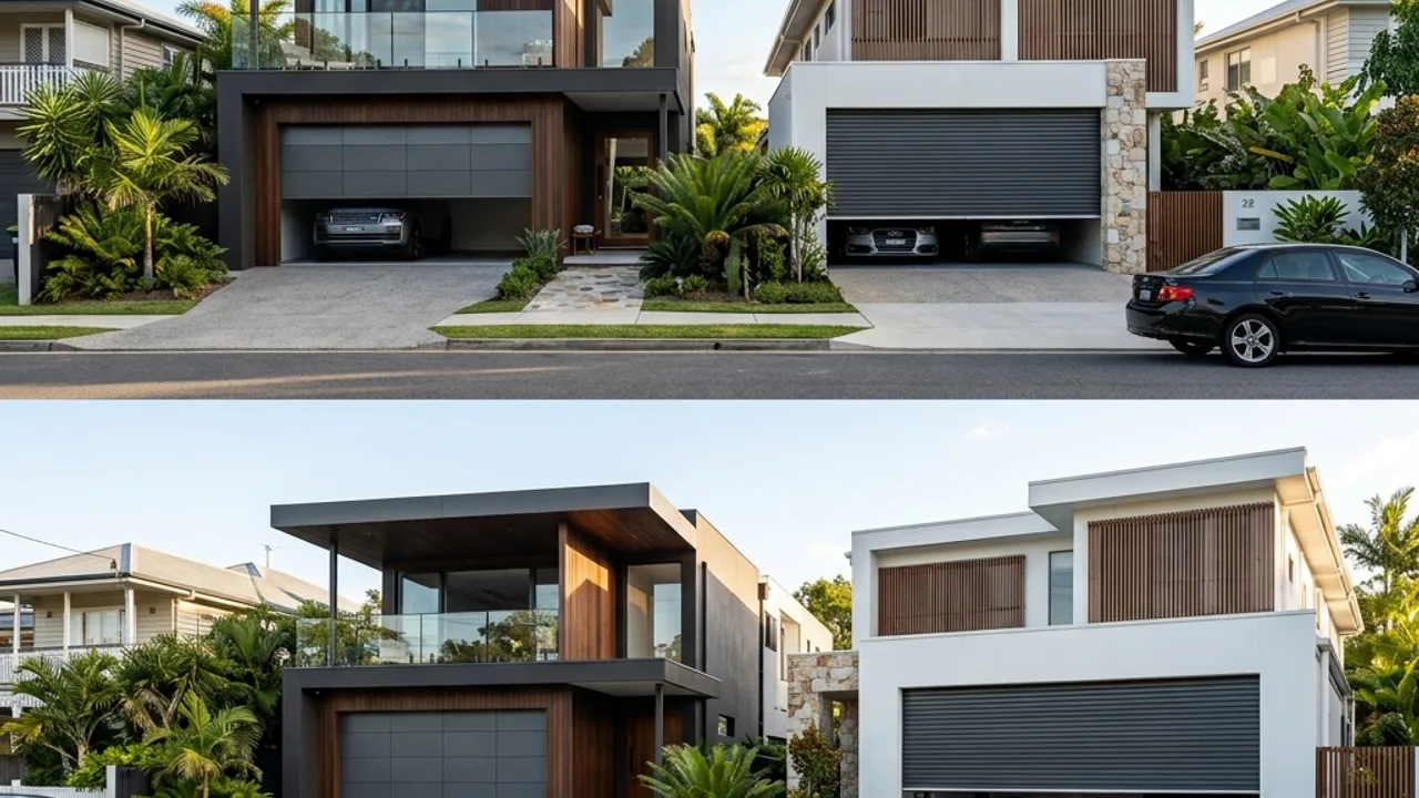 New sectional garage door installed on a Brisbane family home
